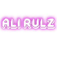 a purple logo with the word ali rulz