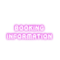 booking information on a black background